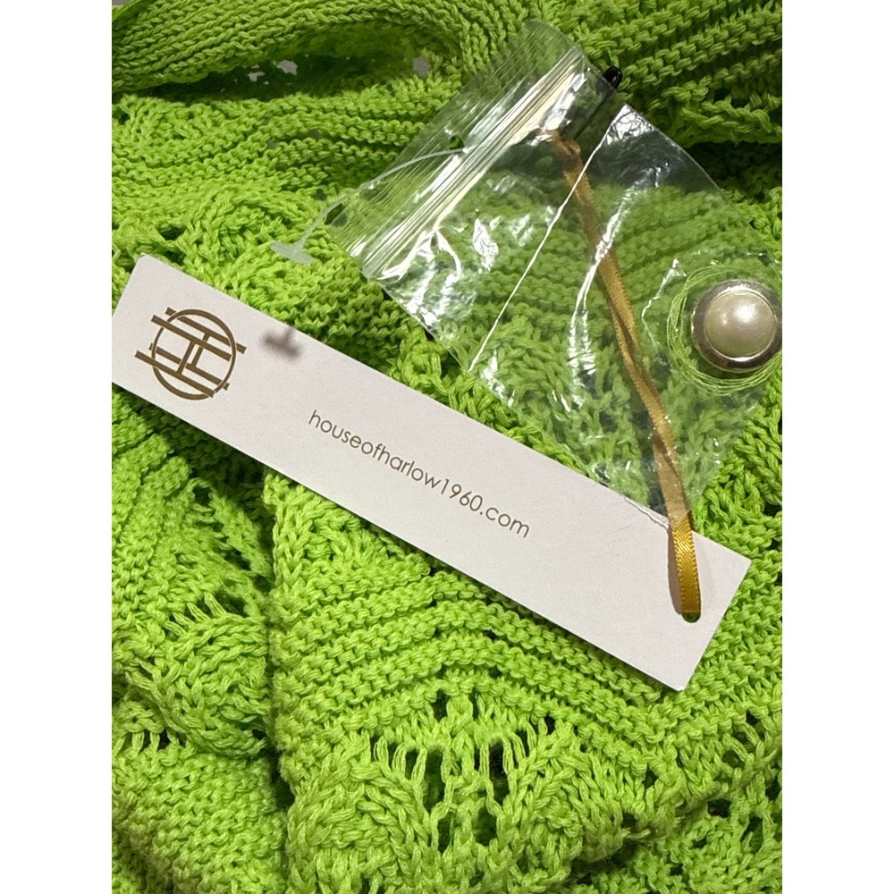 House of Harlow 1960 Neon Green Crochet Halter Maxi Dress Open Back size Sโ New - Picture 11 of 12